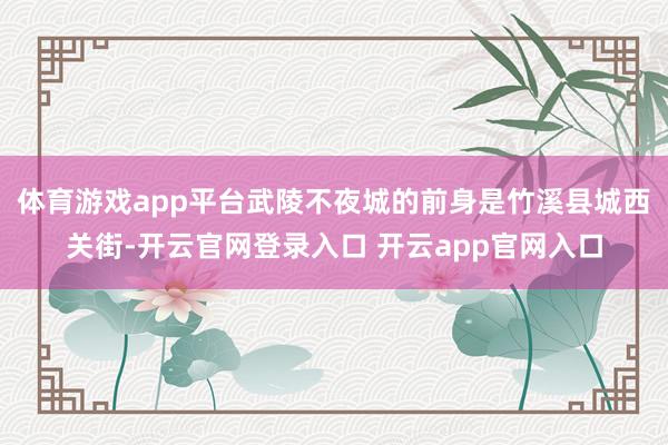 体育游戏app平台武陵不夜城的前身是竹溪县城西关街-开云官网登录入口 开云app官网入口