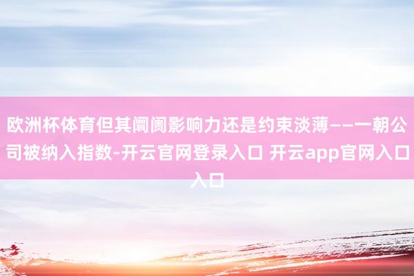 欧洲杯体育但其阛阓影响力还是约束淡薄——一朝公司被纳入指数-开云官网登录入口 开云app官网入口